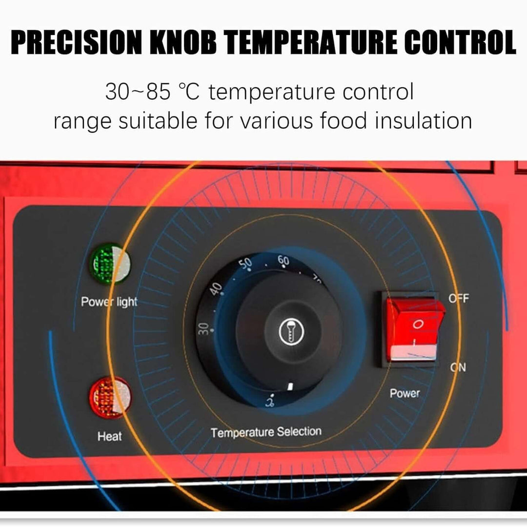Precision knob temperature control panel for KRD Commercial Red Hot Food Chicken Warmer Display Cabinet Showcase 38cm, adjustable 30-85°C.