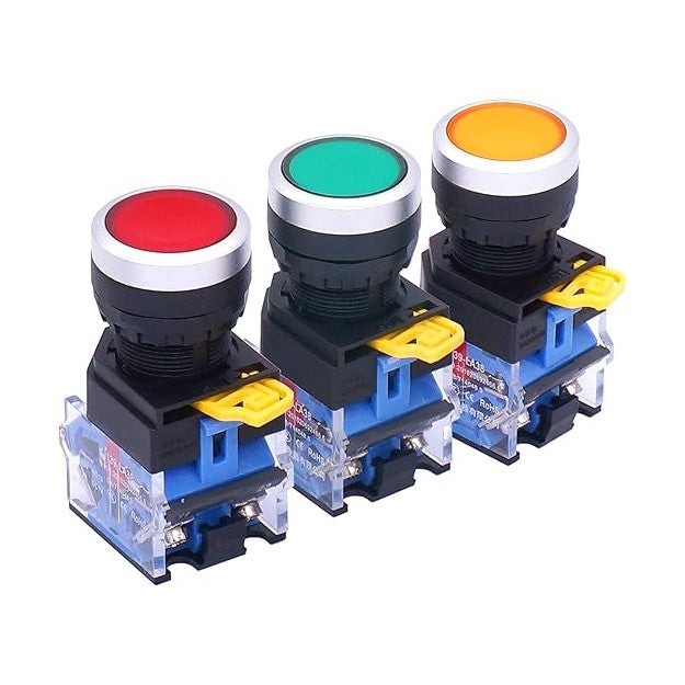 Spiral mixer 3pcs 22mm Momentary Push Button Switch 10A 440V Red Yellow Green