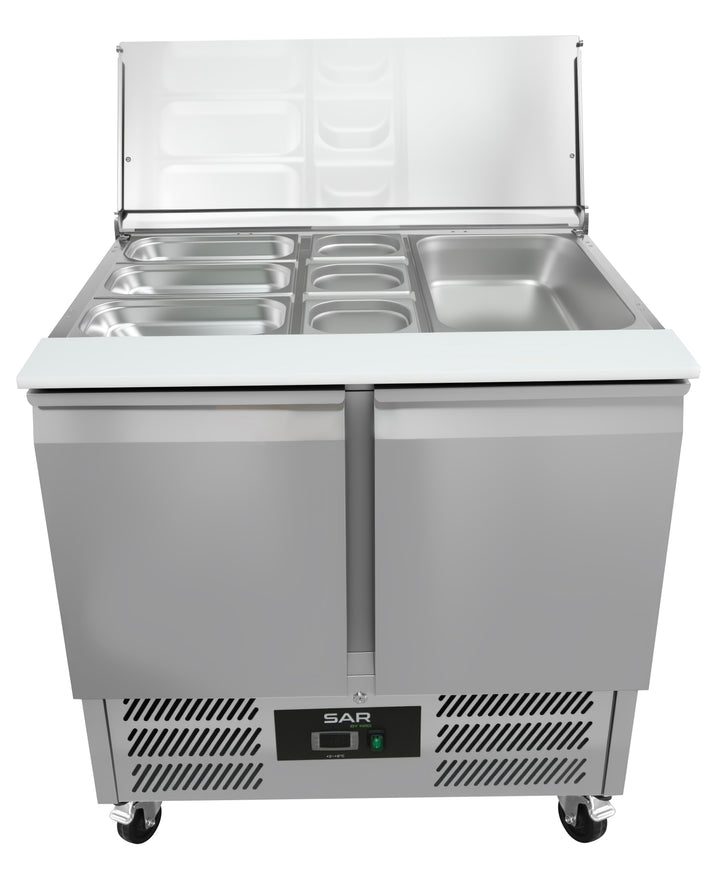 KRD Commercial 2 Door Prep Counter Fridge Saladette