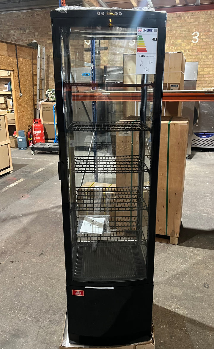 KRD Upright Commercial Glass Refrigerated Display Cooler 278 Litres 4 Shelves 1915mm Height