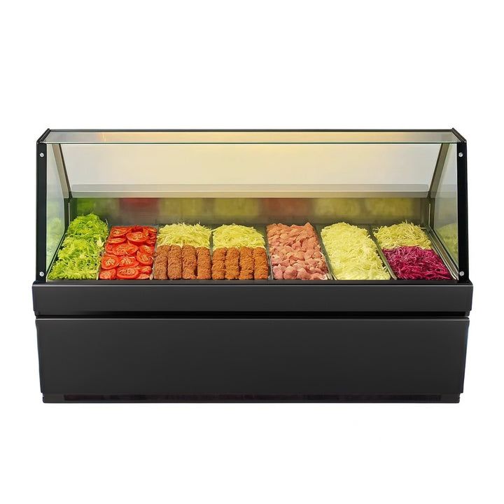 KRD Meat Display Serve Over Deli Counter Straight Glass Width 2000mm Black SS200N