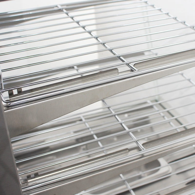 KRD Commercial Display Showcase 1.5KW KR-702 stainless steel adjustable shelves, enhancing food display in commercial catering equipment.