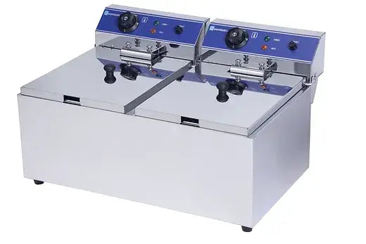 KRD Commercial Double Deep Fat Fryer 13 + 13 litres 3+3KW Countertop