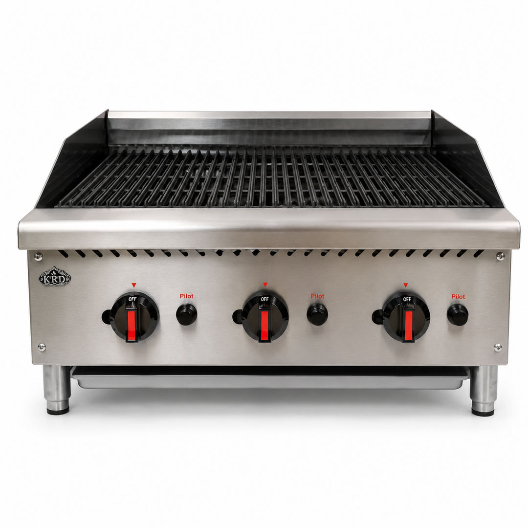 KRD Professional Natural Gas Chargrill 3 burners 22.5kW 90cm Triple Control ECB36SX