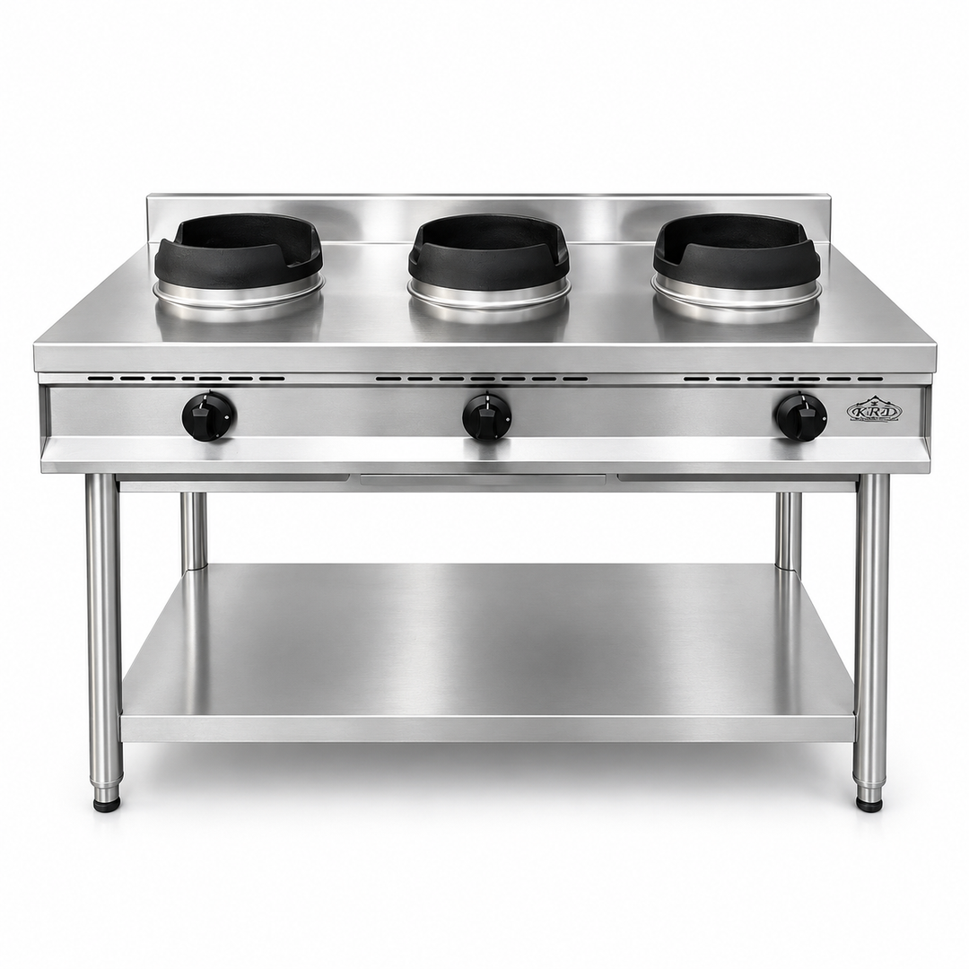 KRD Commercial 3 Burner Gas Wok Cooker 36kW 1500 x 600 x 1140mm TH-RZC-03