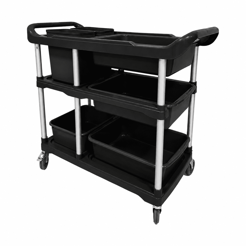 KRD Dish Collecting Bussing Trolley 3 Tier with 6 Bins HZM-CC507