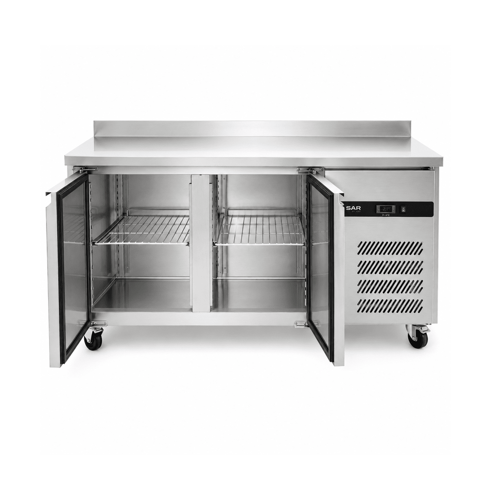 KRD Commercial Refrigerated Counter 2 Door Depth 700mm Upstand GN2200TN