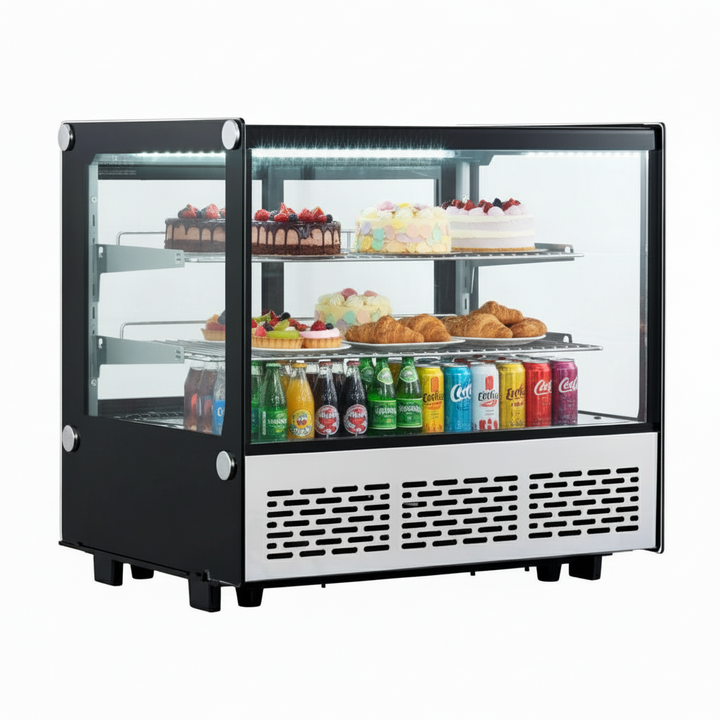 KRD Commercial 120 Litre Countertop Display Fridge 2 shelf stainless steel