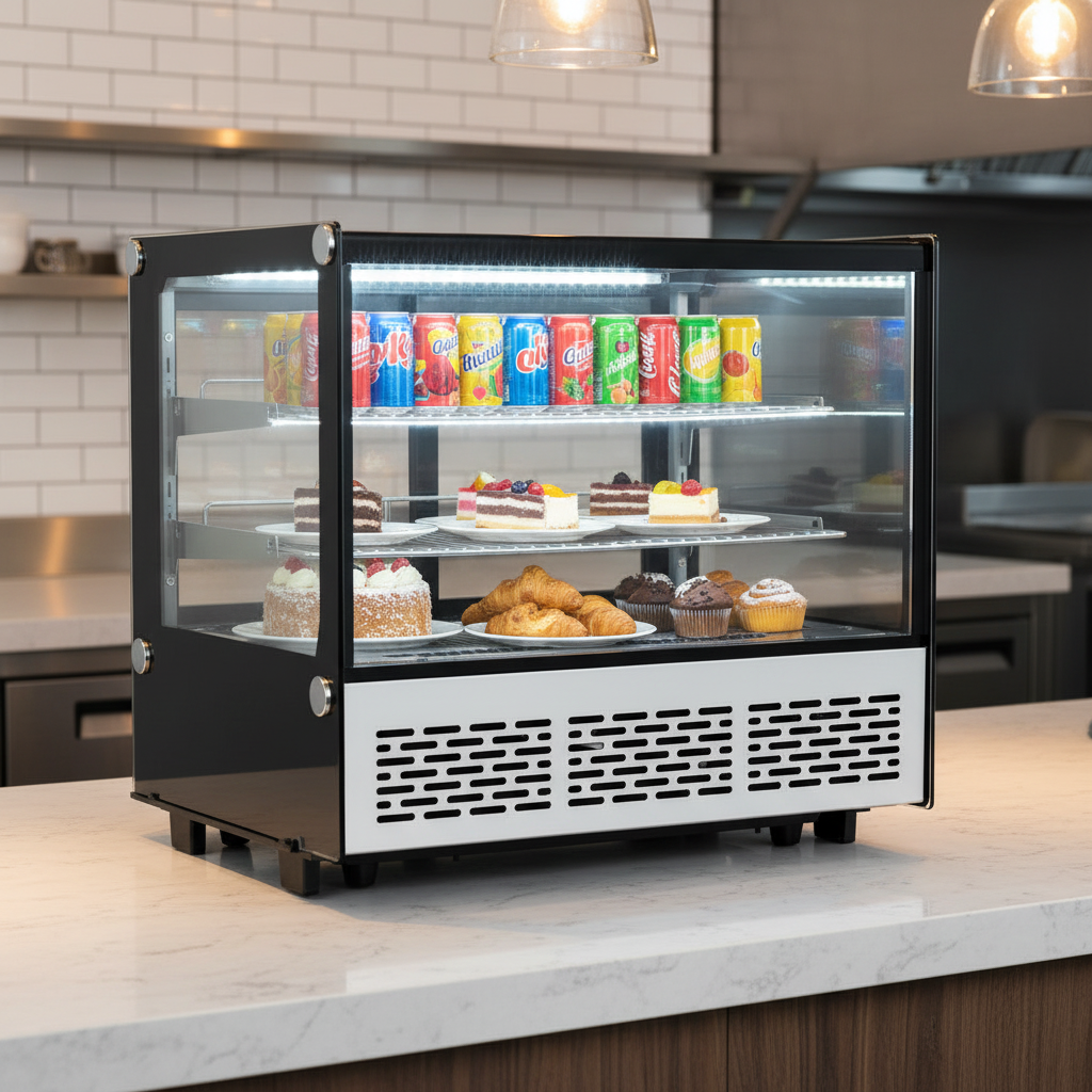 KRD Commercial 120 Litre Countertop Display Fridge 2 shelf stainless steel