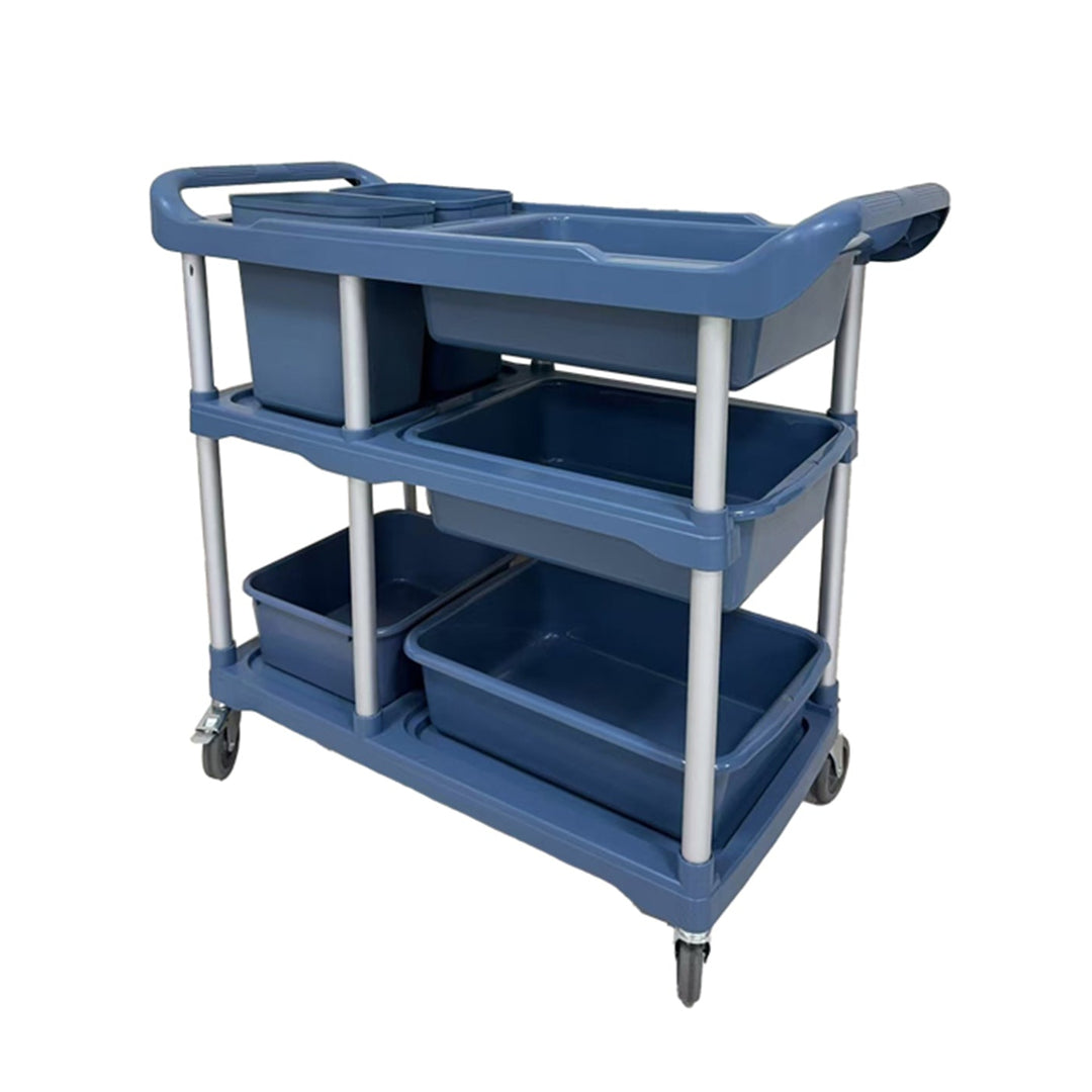 KRD Professional Dish Collecting/Bussing Trolley 6 bins with durable plastic design for commercial kitchen use.