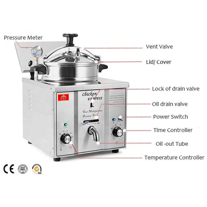 KRD Commercial Pressure Fryer 16 Litres Electric Countertop 3kW MZ16