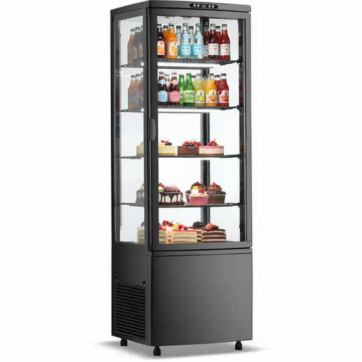 KRD Upright Commercial Glass Refrigerated Display Cooler 238 Litres 4 Shelves 1715mm Height