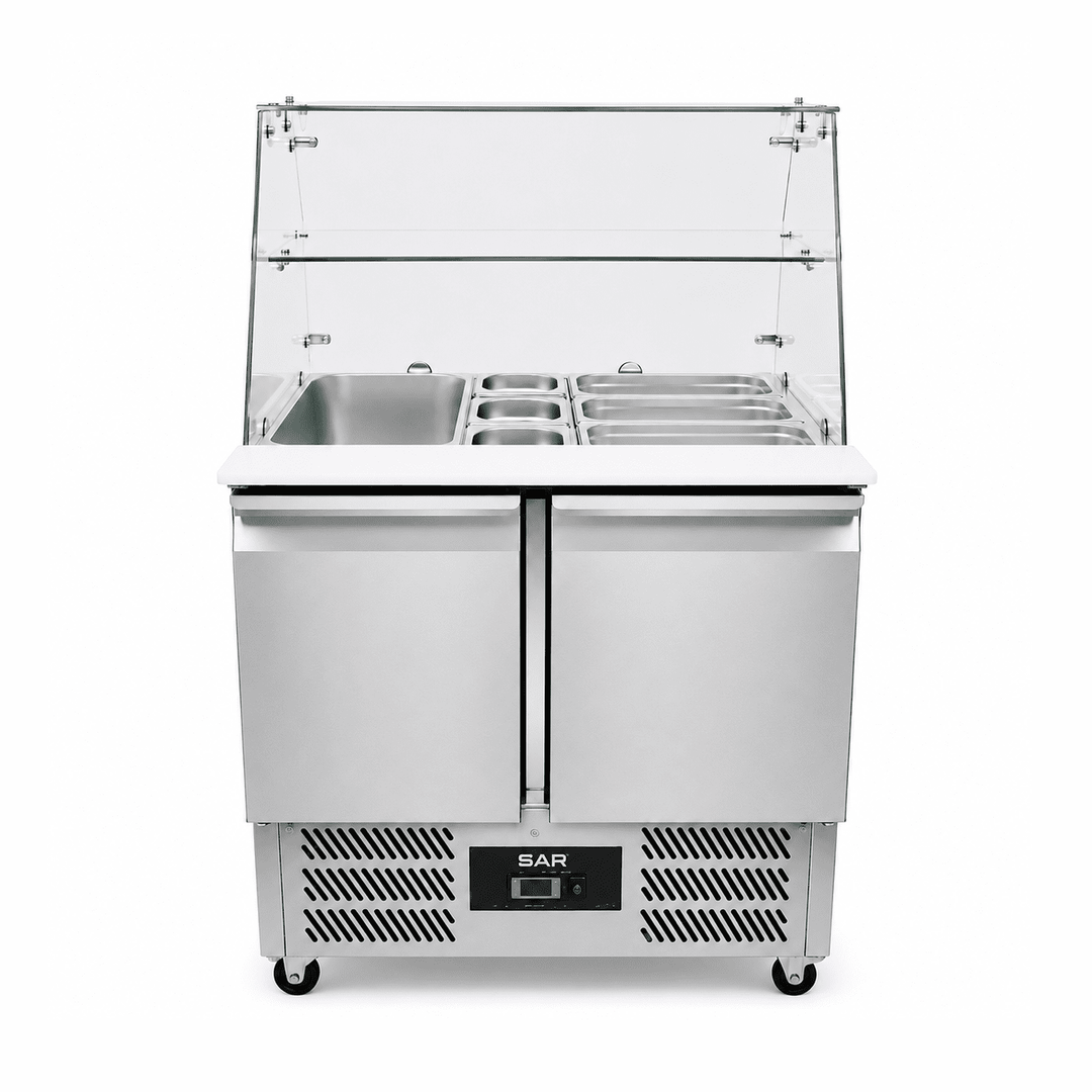 KRD Saladette with Glass Display 1 Shelf 2 doors 90cm S900SQ