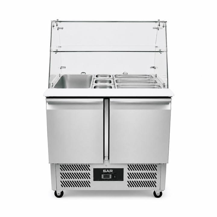 KRD Saladette with Glass Display 1 Shelf 2 doors 90cm S900SQ