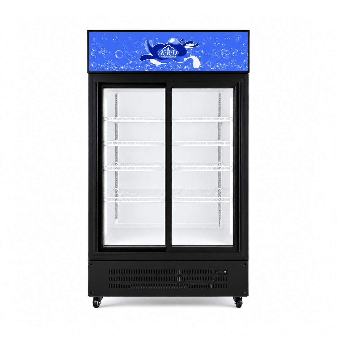 KRD Commercial Double Door Bottle Cooler Fridge 1200mm Hinged Glass Doors KBC760B