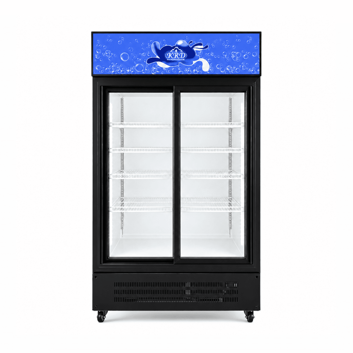 KRD Commercial Double Door Bottle Cooler Fridge 1200mm Hinged Glass Doors KBC760B