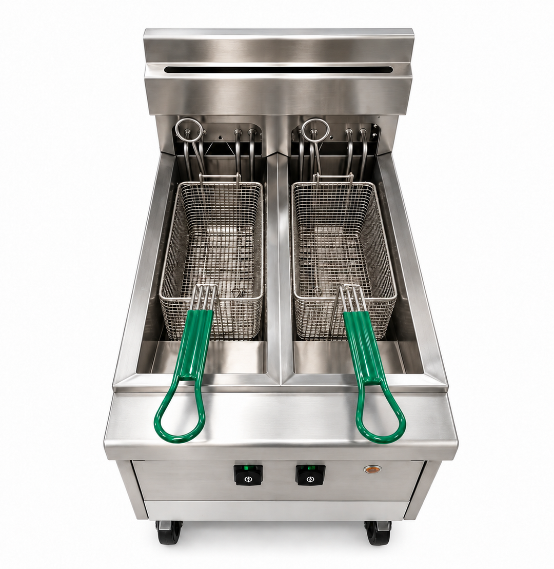 KRD Commercial Electric Deep Fryer Double Tank Twin Basket 12kW KG-14L-2
