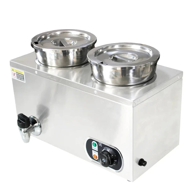 KRD Commercial Round Bain Marie 2 Hot pots 2x 6.5 litres Countertop with Drain Tap