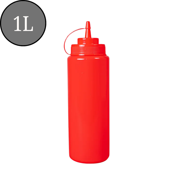 KRD Pack of 6 Red Squeeze Sauce Bottle 1000ml (35oz)