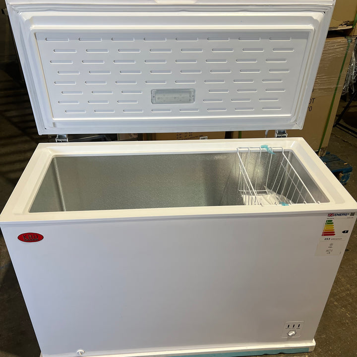 KRD Commercial 115cm Chest freezer Solid white lid 270 litres