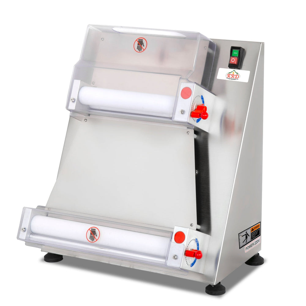 KRD Commercial Pizza Dough Roller Twin rollers 400mm DR40S in stainless steel for efficient pizza dough preparation.