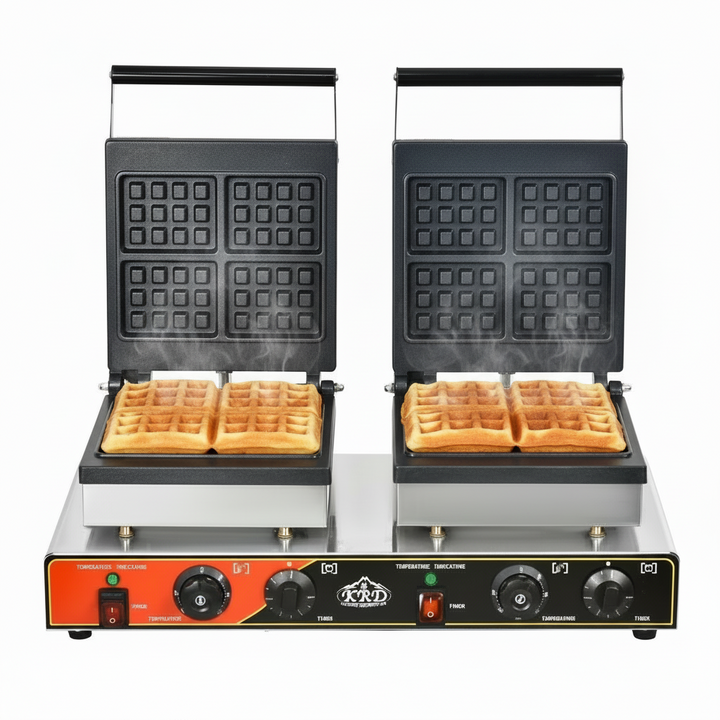 KRD Heavy Duty  Commercial Square 2-Plate Waffle Maker 1750W+1750W  KRW-8