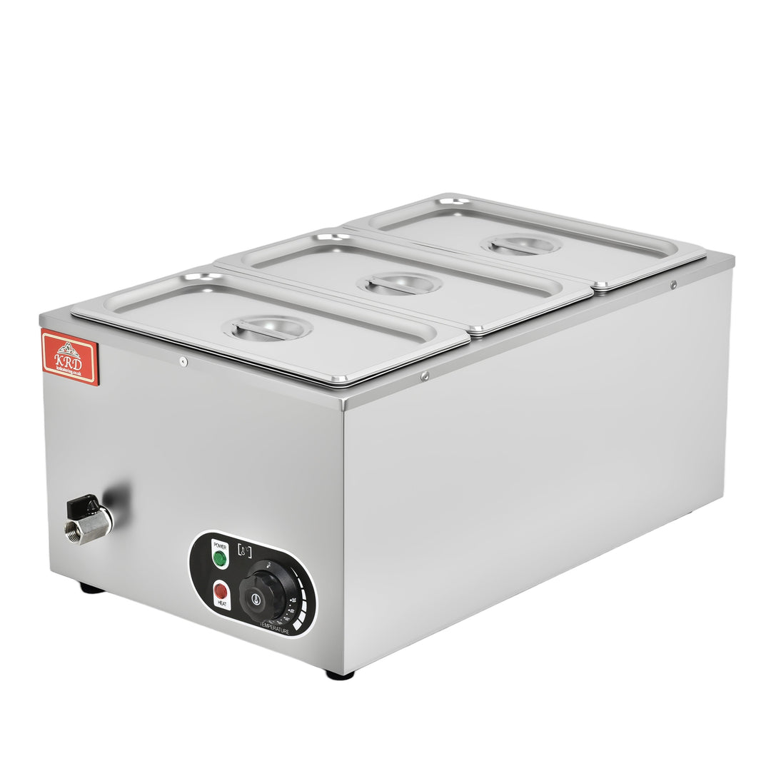 KRD Electric Bain Marie With 3x1/3GN Pans And Lids Countertop KRB-3V for commercial catering equipment use.