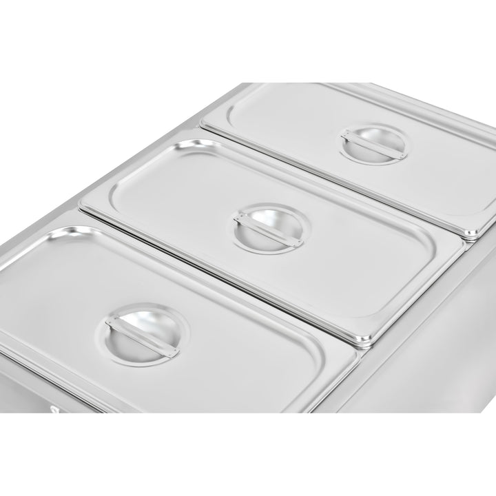KRD Electric Bain Marie With 3x1/3GN Pans And Lids Countertop KRB-3V stainless steel lids for commercial catering equipment.