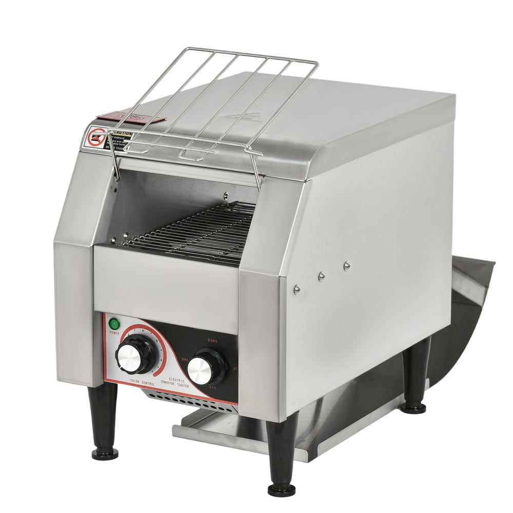 KRD Commercial Electric conveyor toaster 1340W KR-TT-150 featuring stainless steel design, adjustable settings, ideal for commercial kitchens.