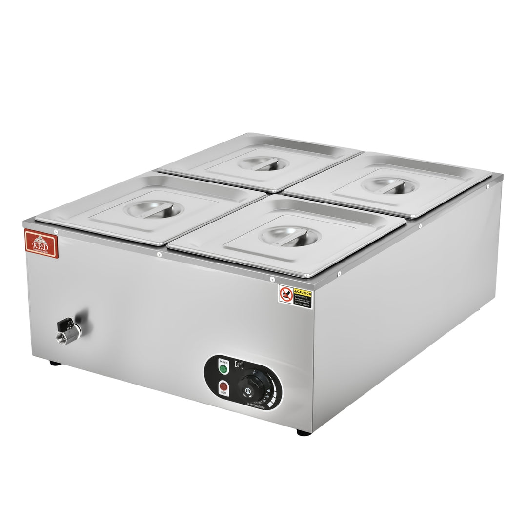 KRD Electric bain marie With 4x1/4GN Pans and Lids Countertop KRB-4V, stainless steel commercial catering equipment.