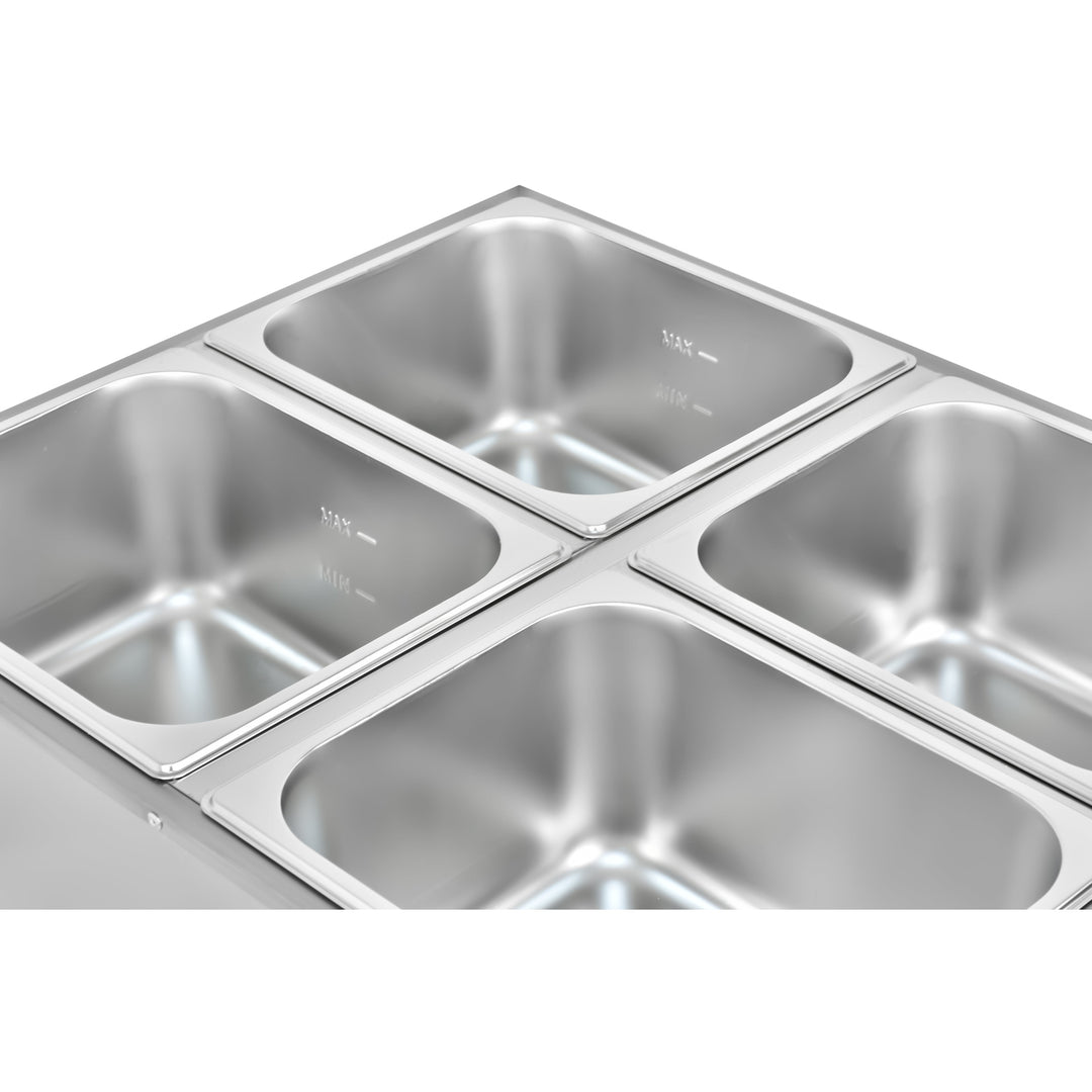 KRD Electric bain marie With 4x1/4GN Pans and Lids Countertop KRB-4V with stainless steel pans for commercial kitchen use