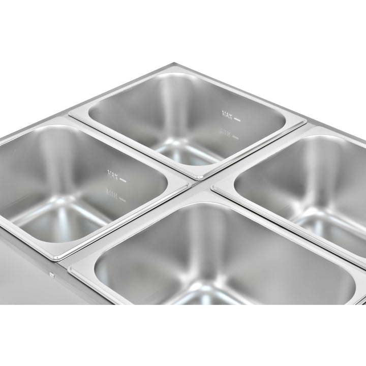 KRD Electric bain marie With 4x1/4GN Pans and Lids Countertop KRB-4V with stainless steel pans for commercial kitchen use