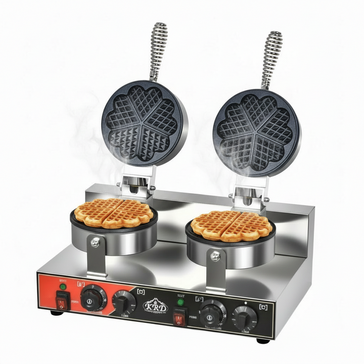 KRD Heavy Duty2-Plate 5-heart electric waffle machine 1200W+1200W KR-HW10