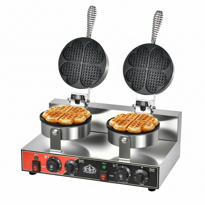 KRD Heavy Duty 2-Plate 4-heart electric waffle machine 1200W+1200W KR-HW8