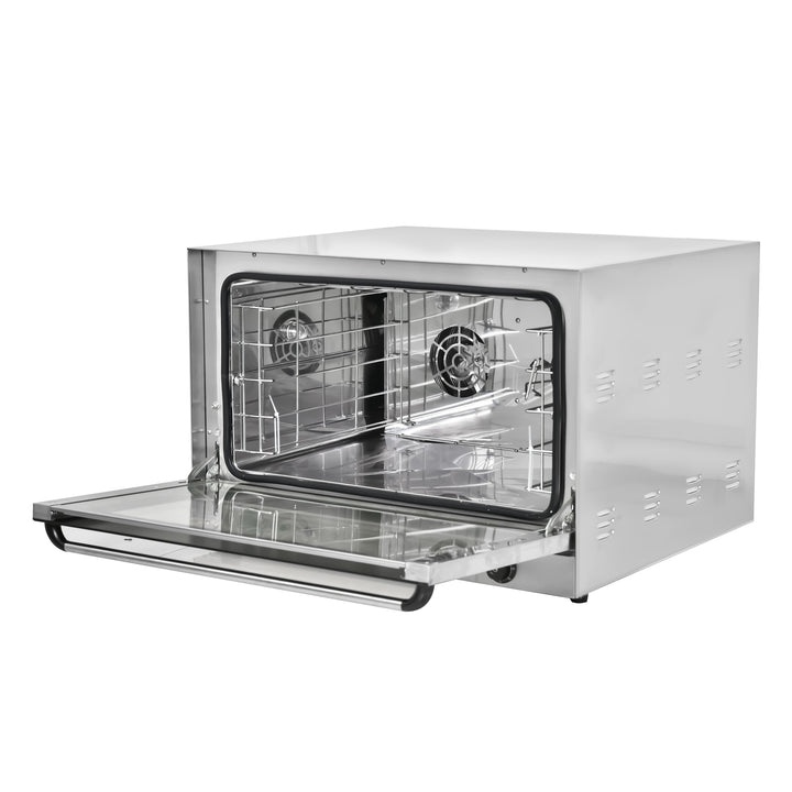 KRD Combi Steamer Electric Convection Oven 5800W KRO-8A in stainless steel with open drawer for commercial kitchen use.