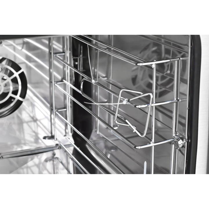 Interior view of the stainless steel rack inside a KRD Combi Steamer Electric Convection Oven 5800W KRO-8A.