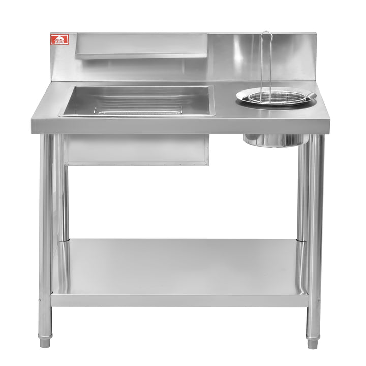 KRD Professional 1000mm Stainless Steel Breading Table with Upstand KR-1000 suitable for commercial kitchen equipment.