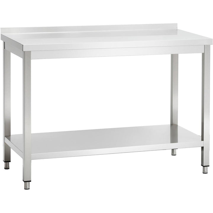 KRD Professional Work table Stainless steel Bottom shelf Upstand 1400(W)x850(H)x700(D)mm Splashback