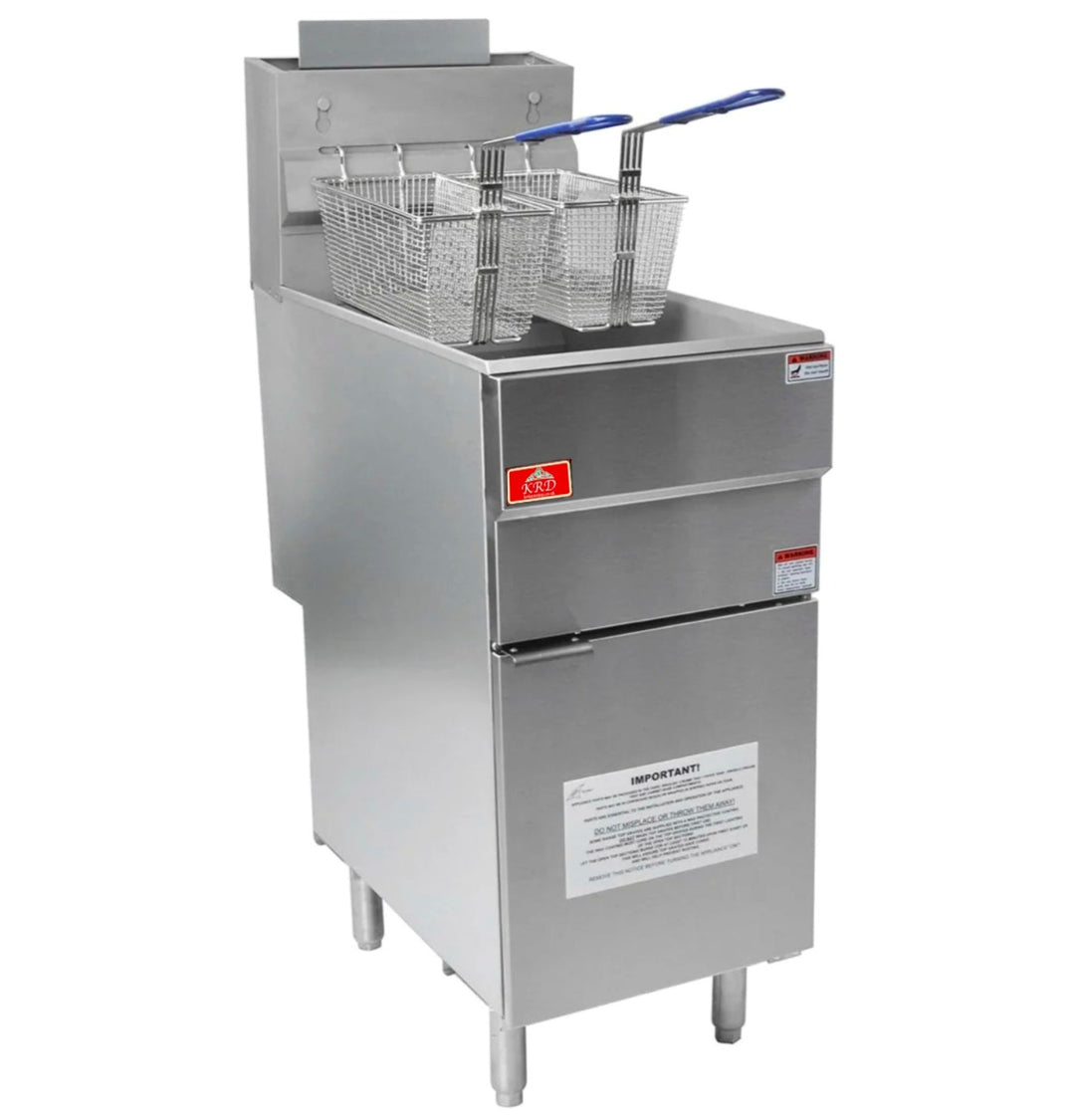 KRD Commercial Gas Tube Fryer 20L Free Standing 26.4kW GF90 double basket 