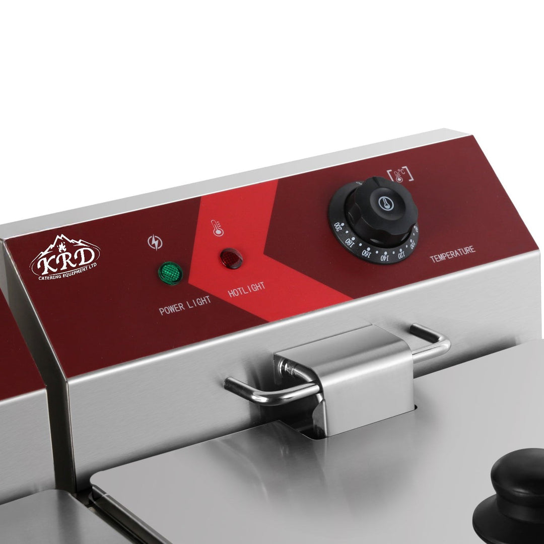 KRD Commercial Fryer Double Electric 2x 8 litre 6.5kW Countertop EF8L2