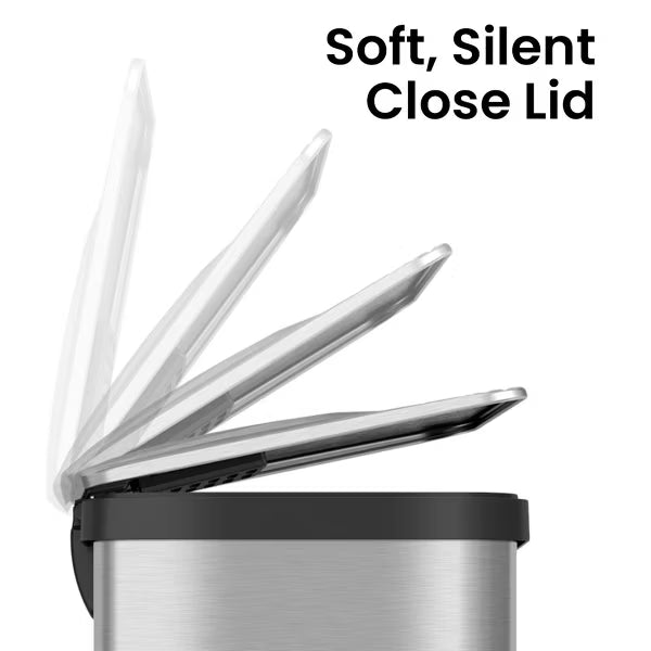 KRD 68L AirStep Feather Light Stainless Steel Step Trash Can Pedal-Operated Lid