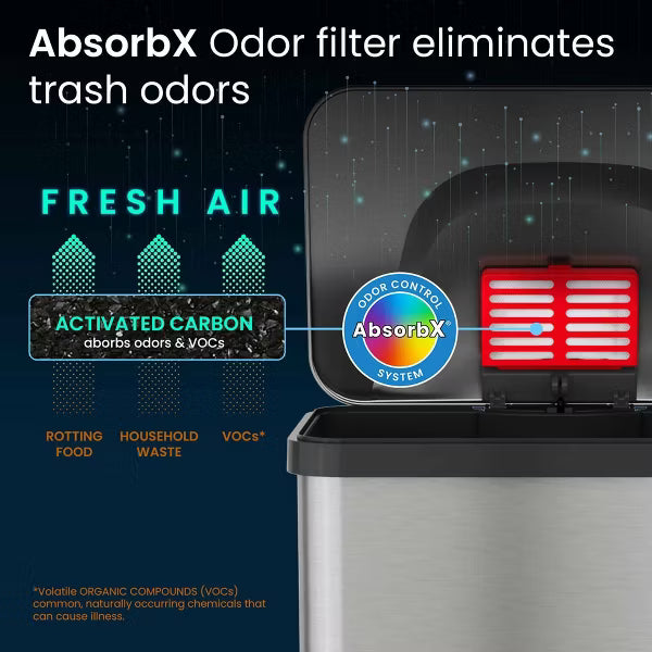 KRD 68L AirStep Feather Light Stainless Steel Step Trash Can Pedal-Operated Lid