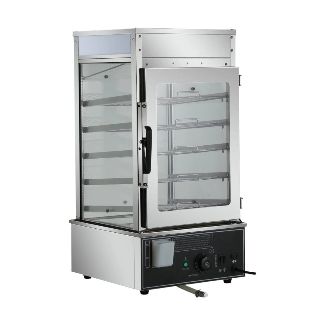 KRD Commercial Bun &amp; Dumpling Steamer Countertop 5 Tier HW500H stainless steel, 5 tiers, ideal for commercial kitchen equipment.