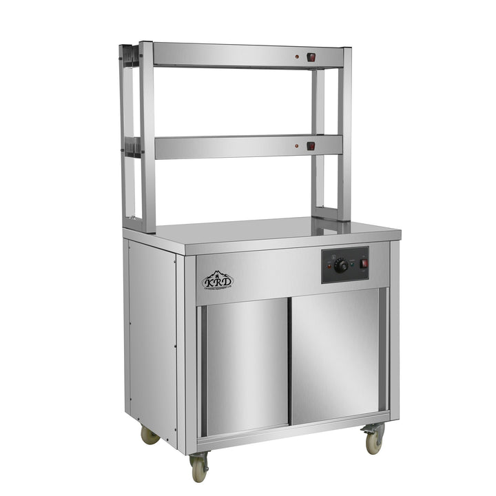 KRD Professional Mobile Hot Cupboard with 2 Tier Heated Gantry Food warmer 90cm