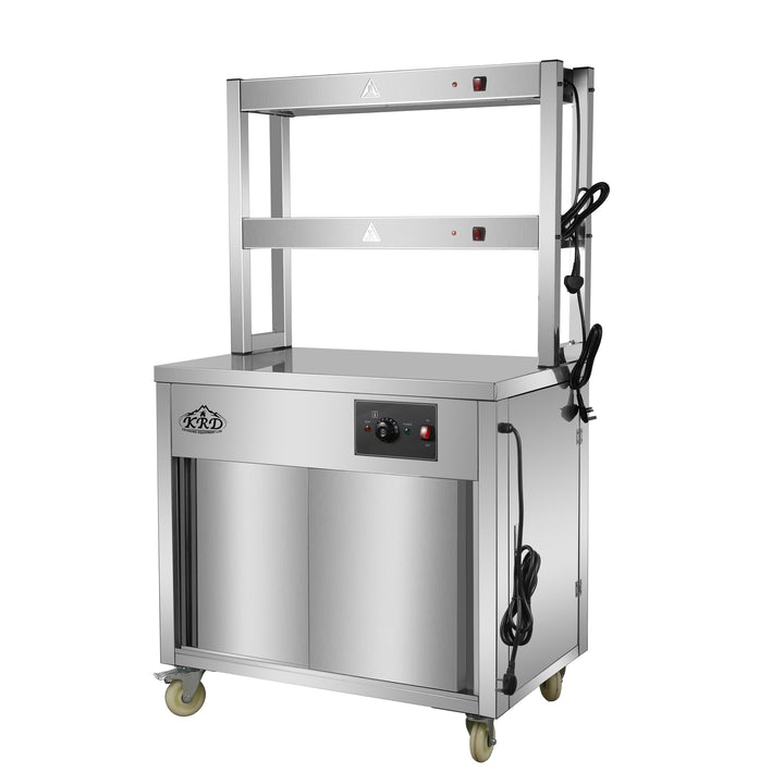 KRD Professional Mobile Hot Cupboard with 2 Tier Heated Gantry Food warmer 90cm