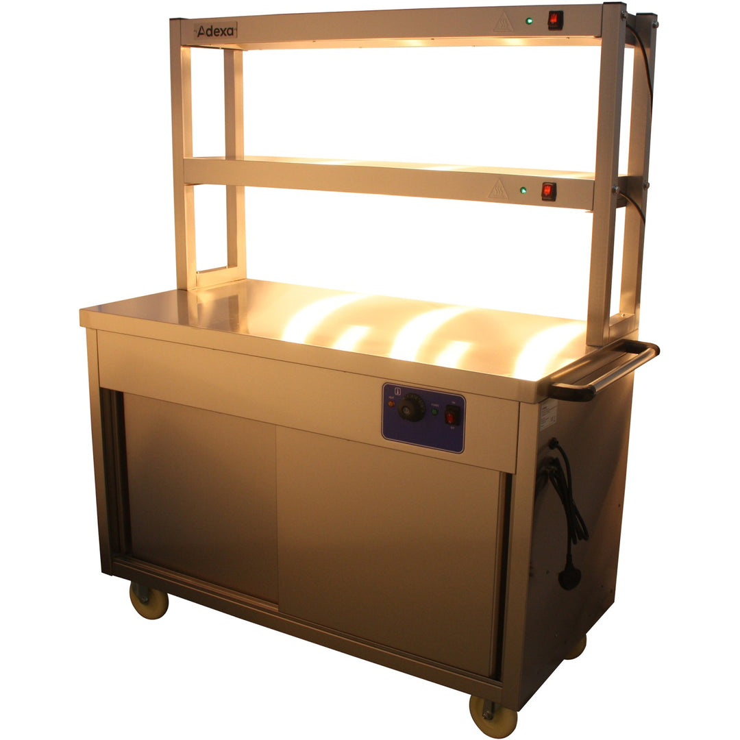 KRD Mobile Flat Top Hot Cupboard with 2 tier Heated Gantry 1500m HYH15HD