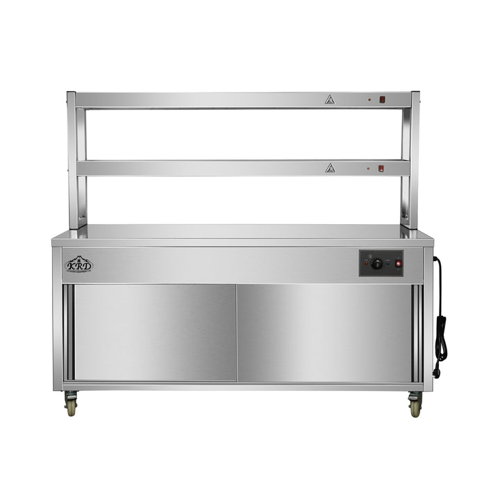 KRD Mobile Flat Top Hot Cupboard with 2 tier Heated Gantry 180cm