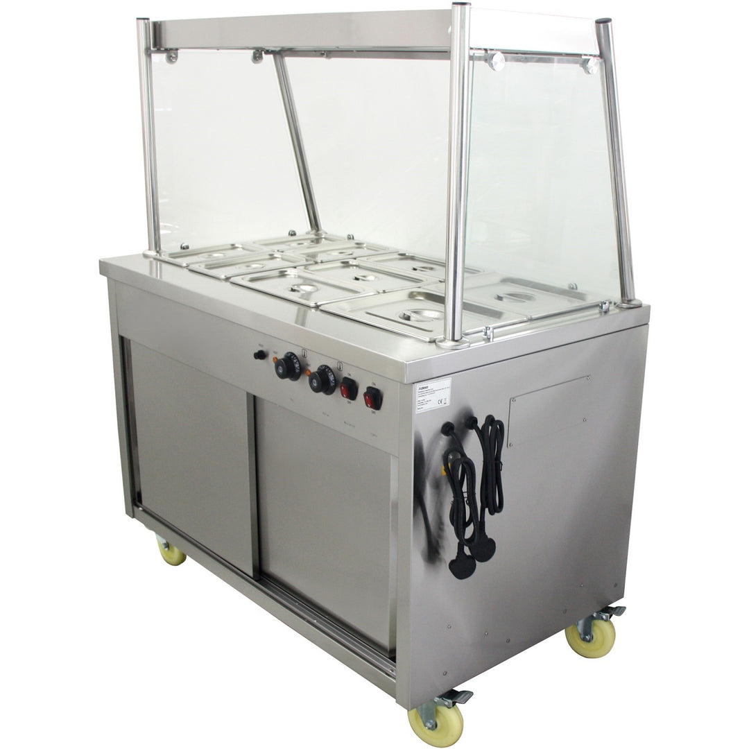 KRD Mobile Food Service Counter with Bain Marie Top and Hot Cupboard 3xGN1/1 120cm