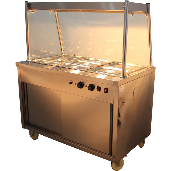 KRD Mobile Food Service Counter with Bain Marie Top and Hot Cupboard 3xGN1/1 120cm