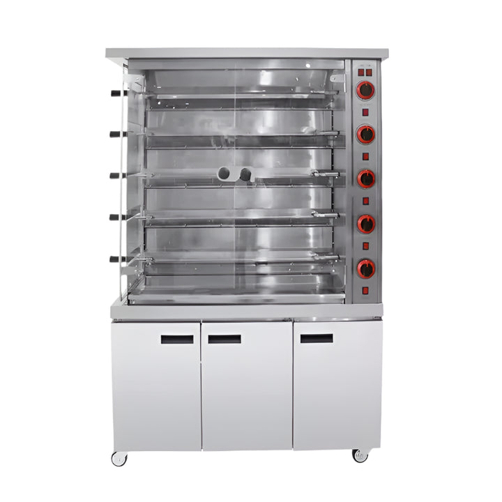 KRD Commercial Chicken Rotisserie Oven Gas with 5 spit 25 chickens & Three Doors CY5P